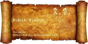 Kubik Viktor névjegykártya